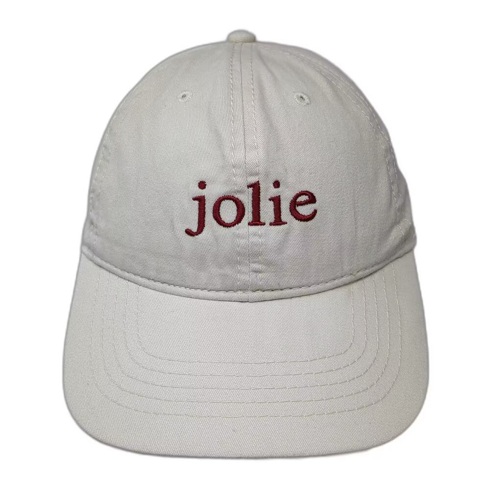 Jolie Baseball Cap Hat Beige Red Embroidered Adjustable Slideback Strap OS